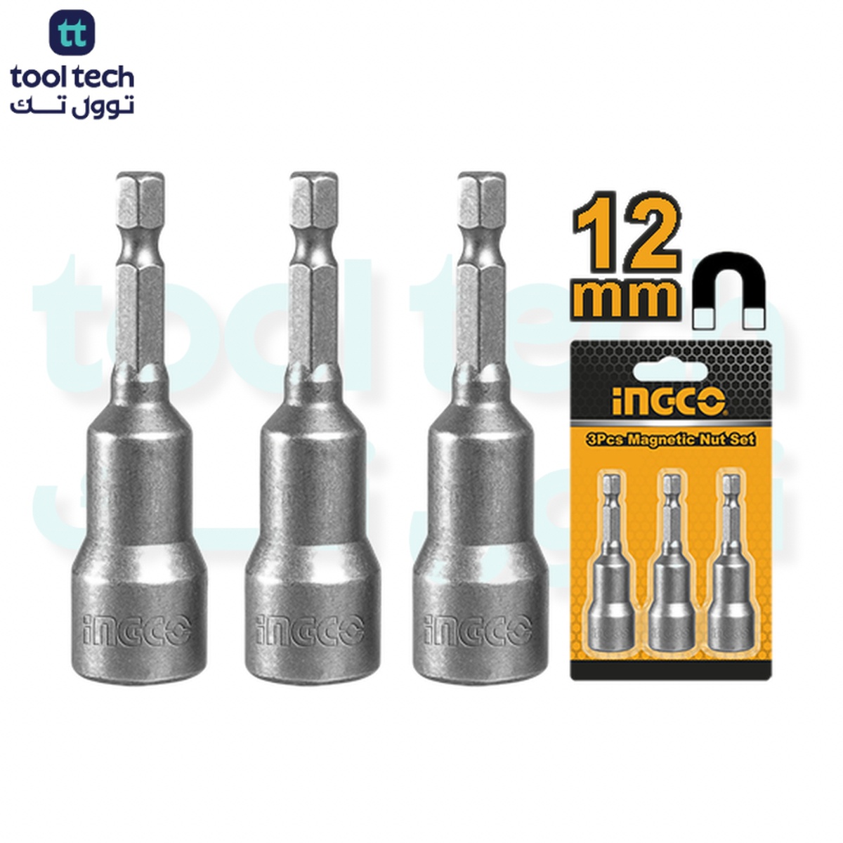 INGCO AMN1231 3 Pcs Impact Magnetic Nut Set