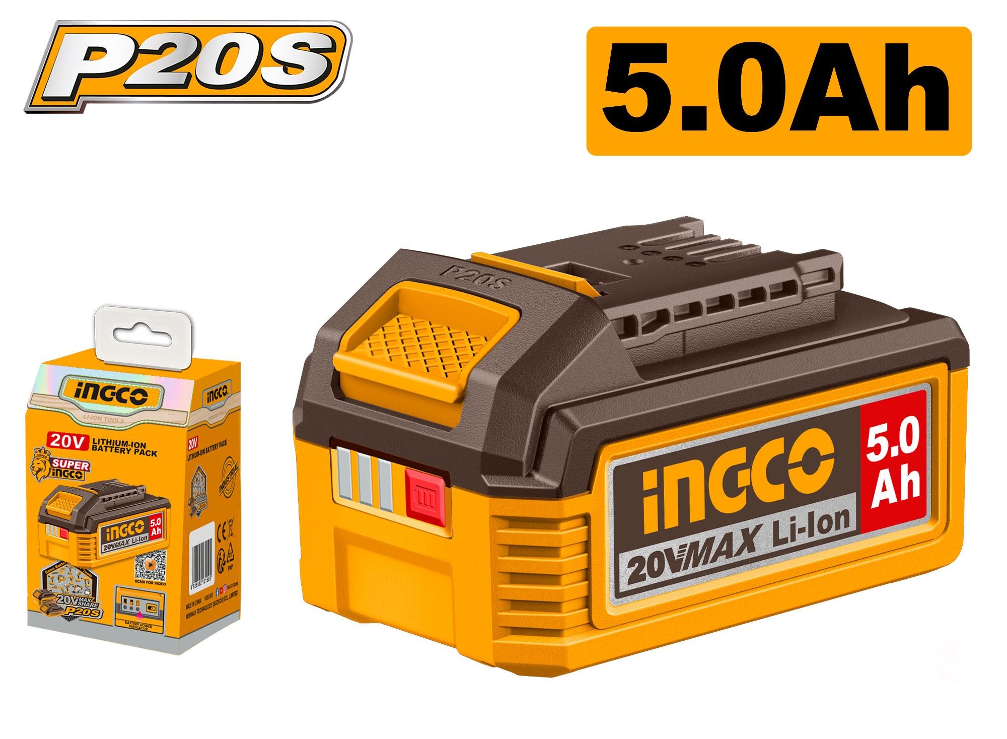 INGCO FBLI20031 20V 5.0Ah Lithium-Ion Battery Pack with LED Power Indicator feature image