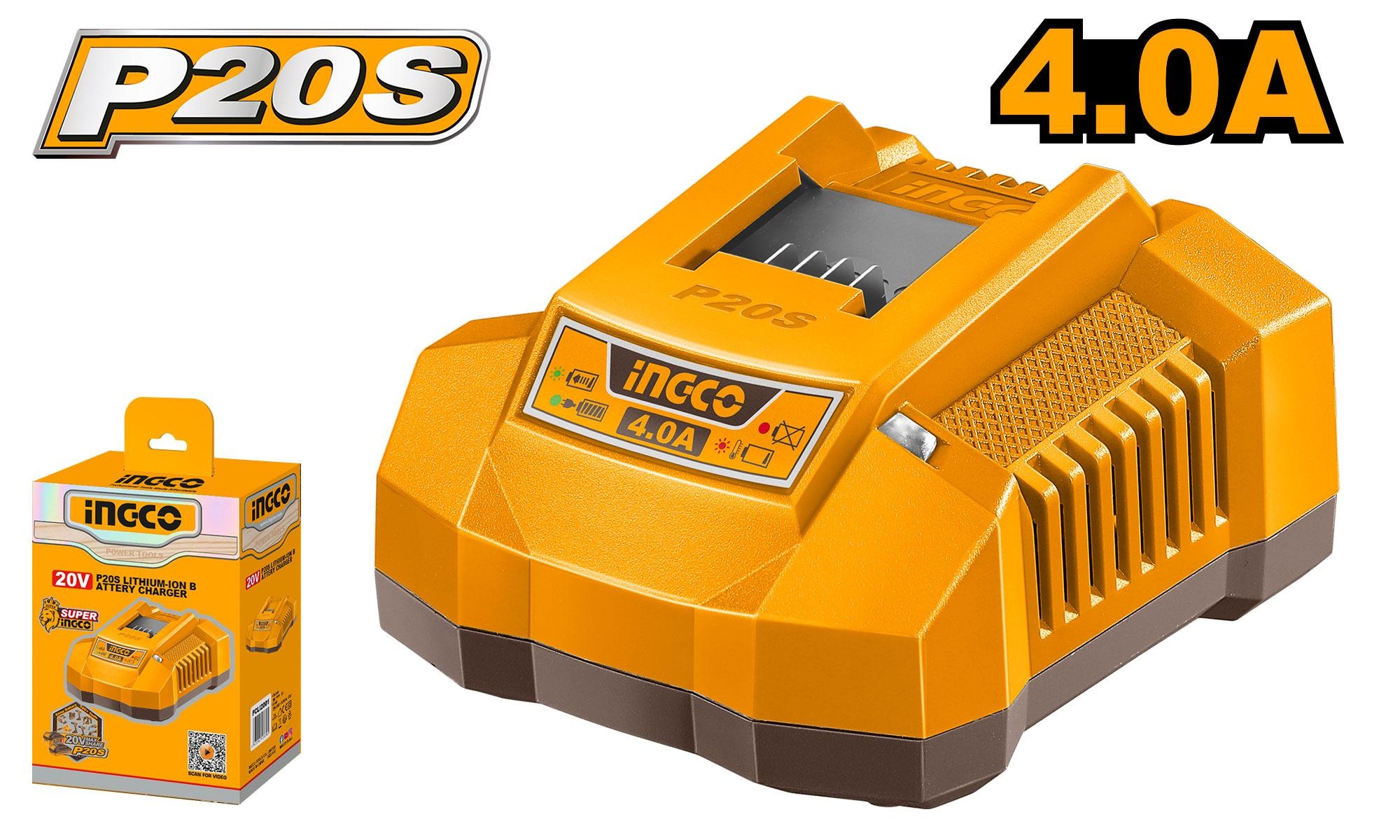 INGCO FCLI20411 P20S Fast Battery Charger with 21V Output & 4A Charging Current feature image