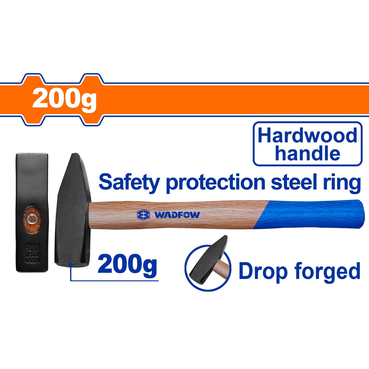 Wadfow Drop-Forged Carbon Steel Hammerhead Machinist Hammer With Hardwood Handle feature image