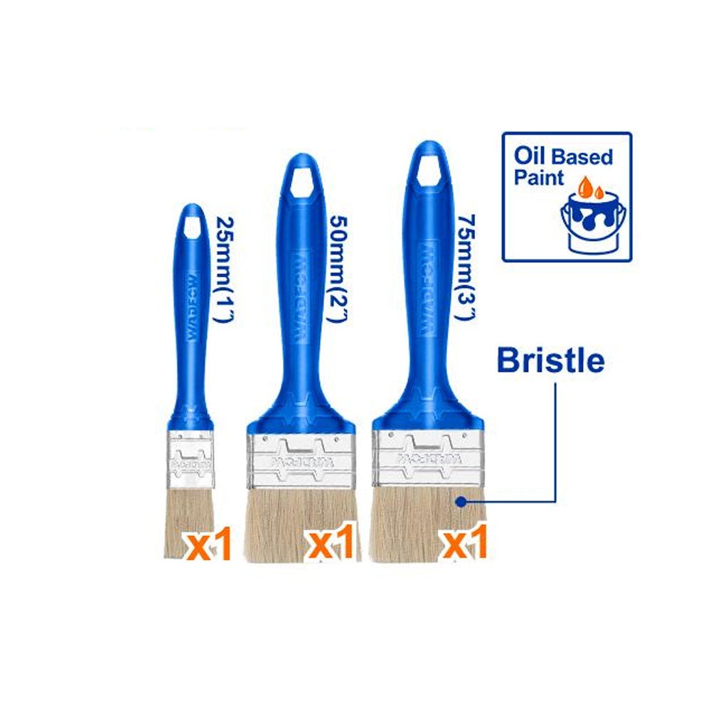 Set of 3pcs Paint Brush With Plastic Handle For Wall Paint & Coating WPB1931 feature image