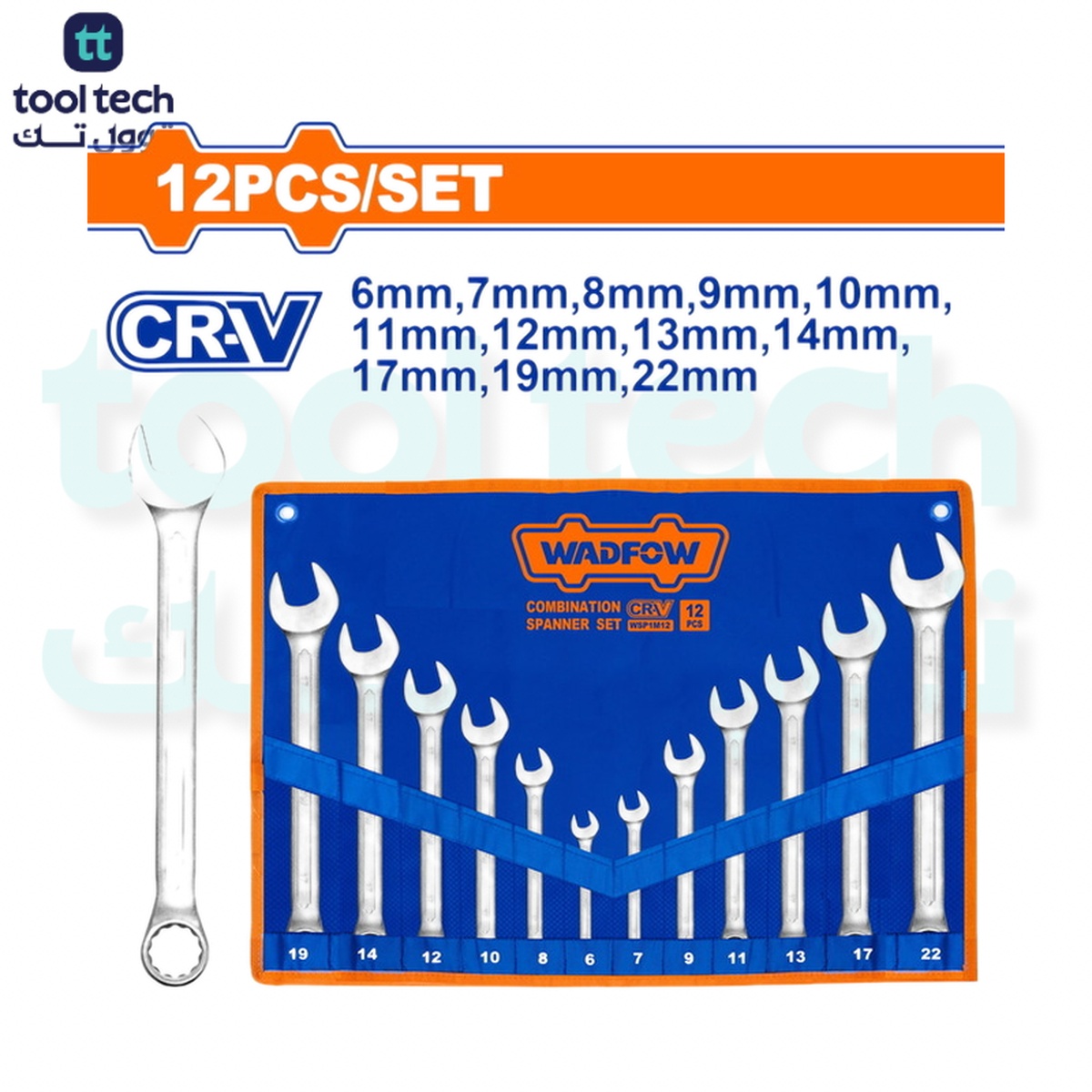 WADFOW 12 Pcs Combination Spanner Set 6-22mm
