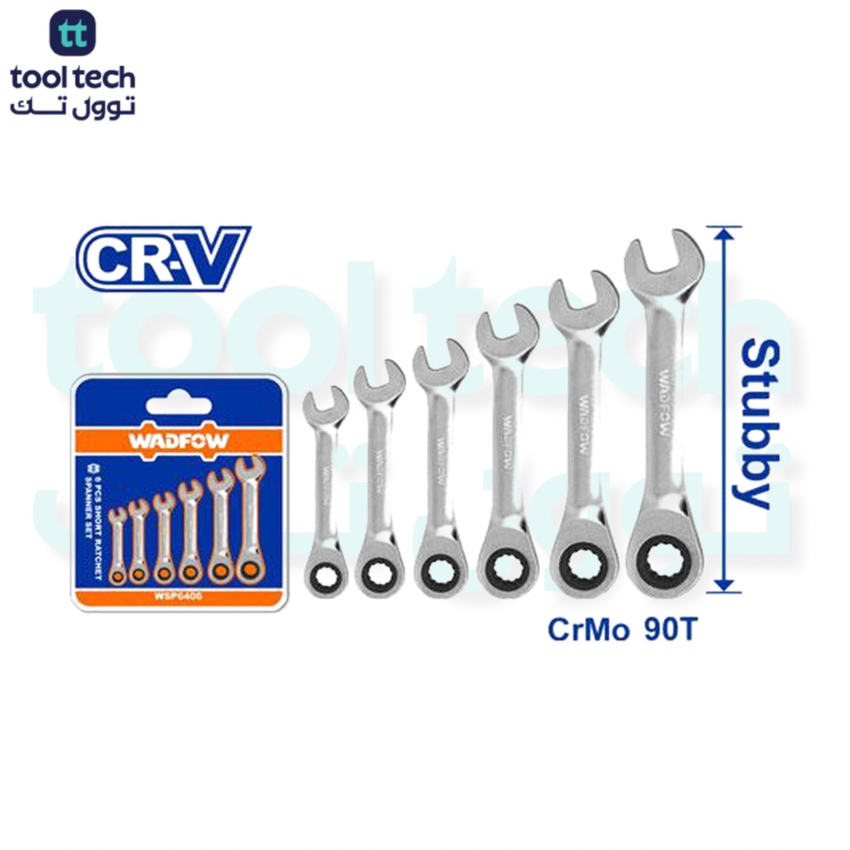 Set of 6PCS Short Ratchet Spanner Set Cr-Mo/Cr-V