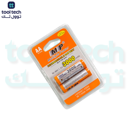 MP (Multiple Power) AA Ni-MH 1.2V Rechargeable Batteries (2-Pack Blister Card, 3000mAh)