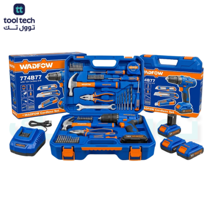 Wadfow 77-Piece Home DIY Tool Kit Set with 12V Cordless Drill