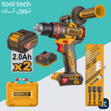 INGCO 42V BL COMPACT IMPACT DRILL 69NM 1X2.0AH & CASE CIDLI426981